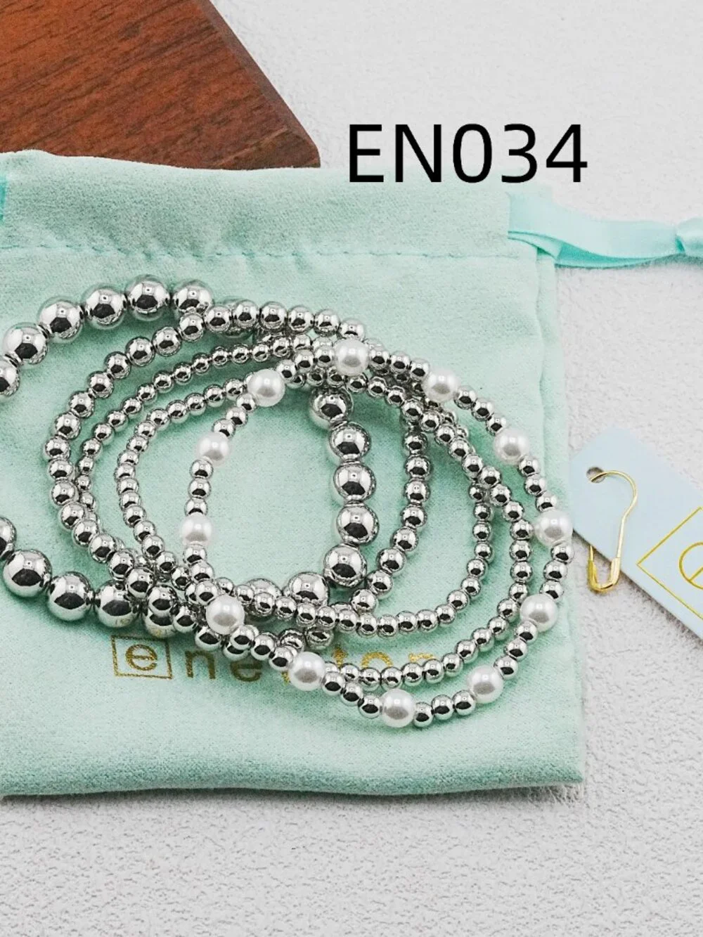 Enewton Platinum Bead & Pearl Five-Piece Bracelet Set